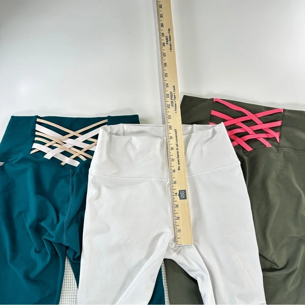 Fabletics PowerHold workout leggings bundle of 3 strappy back fits XS